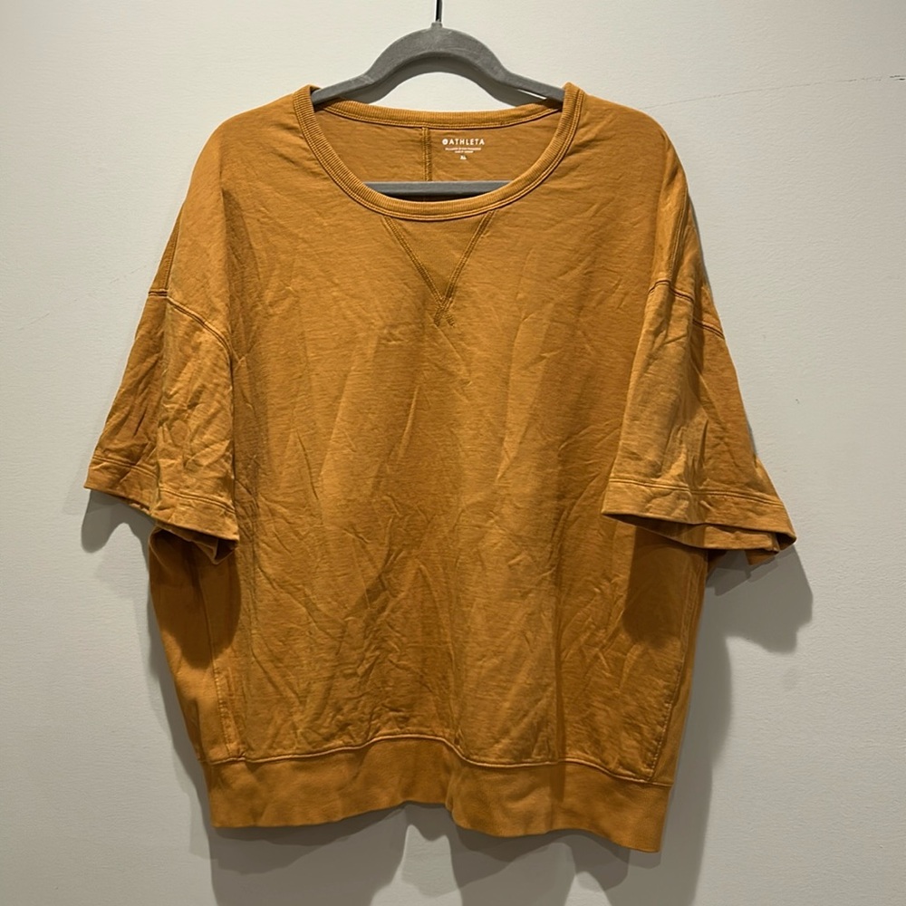 Athleta Modern Sundown Sweatshirt Oversized Tee XL Yellow